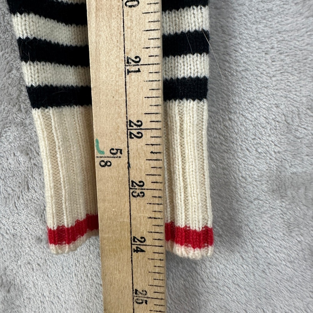 Madewell Merino Wool Fair Isle Striped Crewneck Sweater Black Cream B5340 Small - Picture 7 of 8